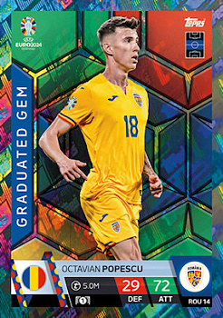 Octavian Popescu Romania Topps Match Attax EURO 2024 Graduated Gem #ROM14